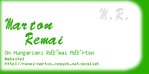 marton remai business card